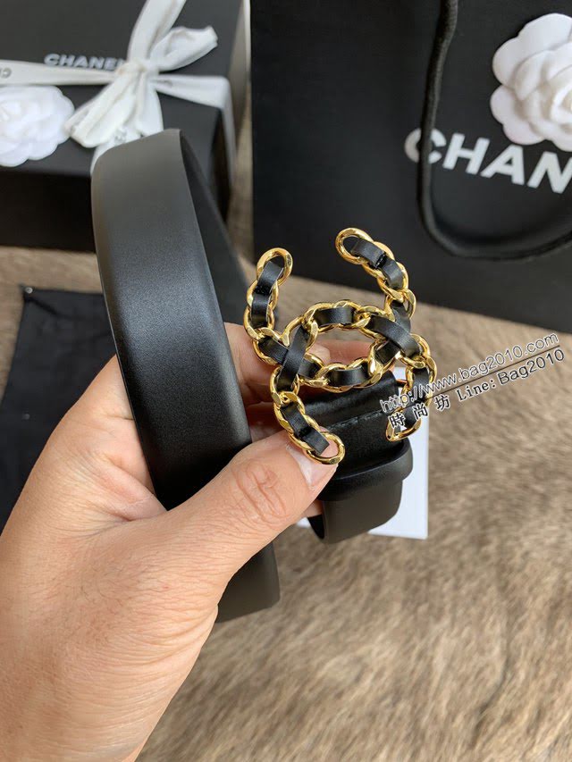 Chanel女士皮帶 香奈兒小香鑽圈雙面用小牛皮腰帶  jjp1167